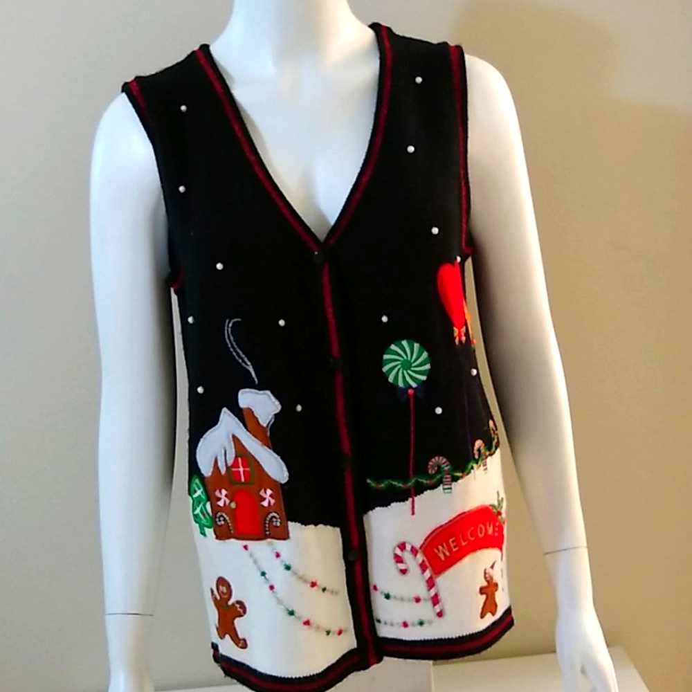 The Gingerbread Applique Sweater Vest